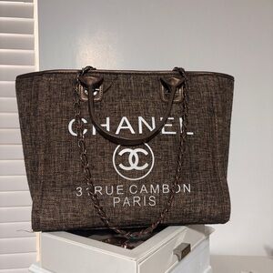 Chanel Deauville Medium Tote Bag - Brown - Mixed Fiber